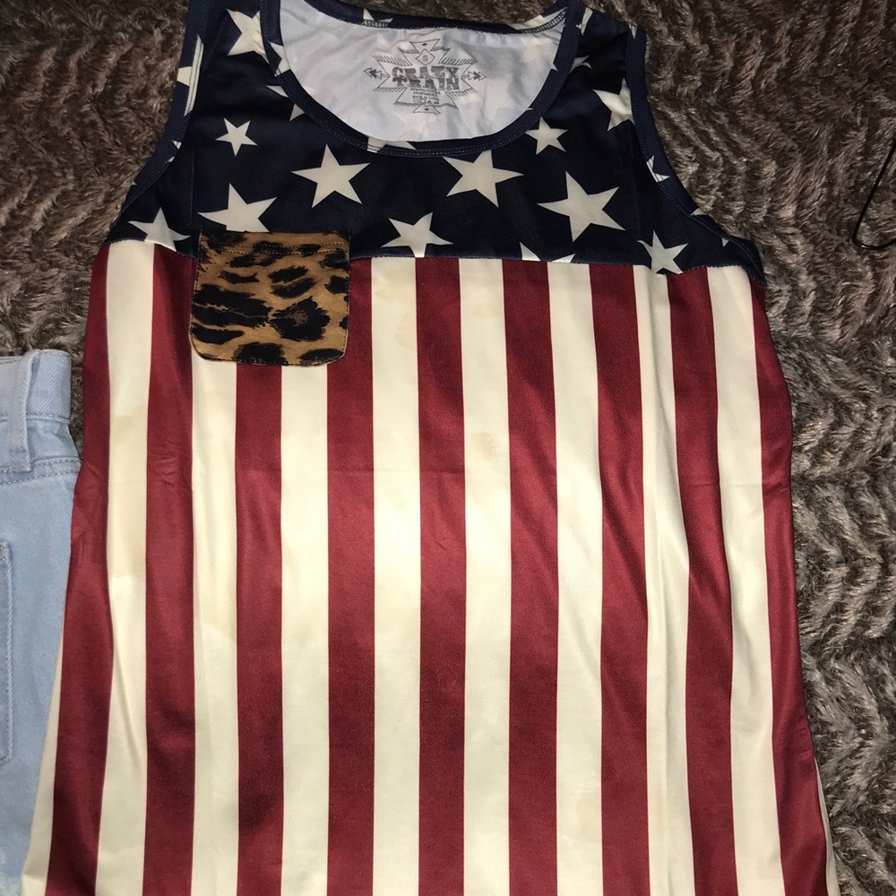 American flag Crazy Train tank